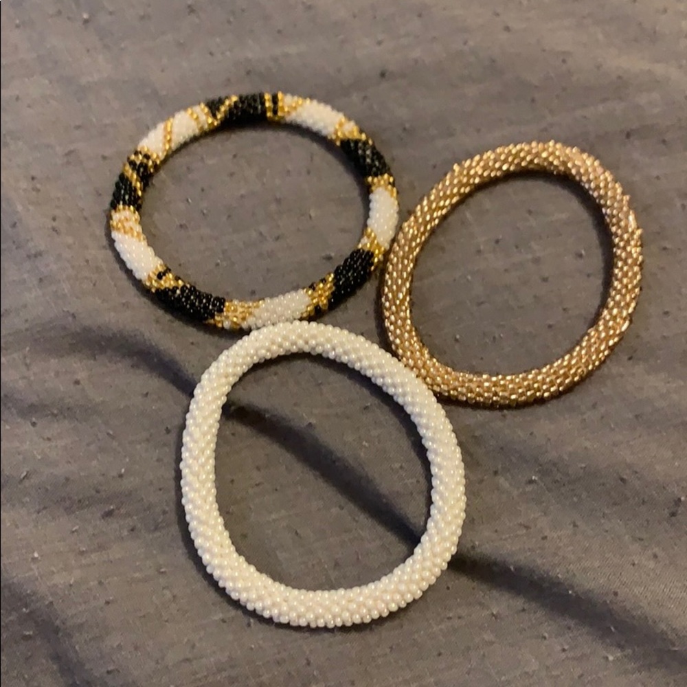 Set of three Sashka Co Roll on Glass bead Bracelet